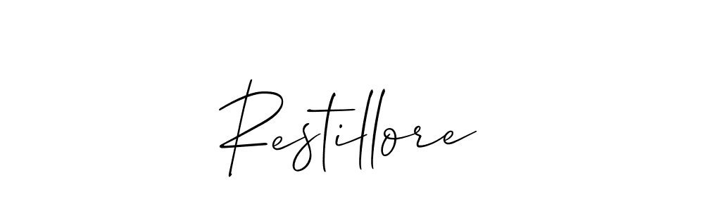 if you are searching for the best signature style for your name Restillore. so please give up your signature search. here we have designed multiple signature styles  using Allison_Script. Restillore signature style 2 images and pictures png