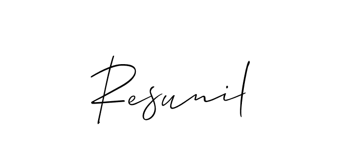 Create a beautiful signature design for name Resunil. With this signature (Allison_Script) fonts, you can make a handwritten signature for free. Resunil signature style 2 images and pictures png