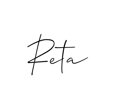 It looks lik you need a new signature style for name Reta. Design unique handwritten (Allison_Script) signature with our free signature maker in just a few clicks. Reta signature style 2 images and pictures png