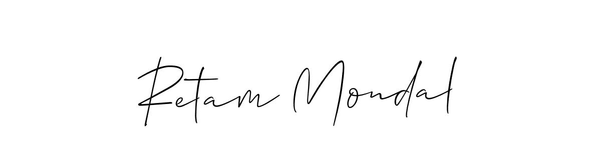 Use a signature maker to create a handwritten signature online. With this signature software, you can design (Allison_Script) your own signature for name Retam Mondal. Retam Mondal signature style 2 images and pictures png