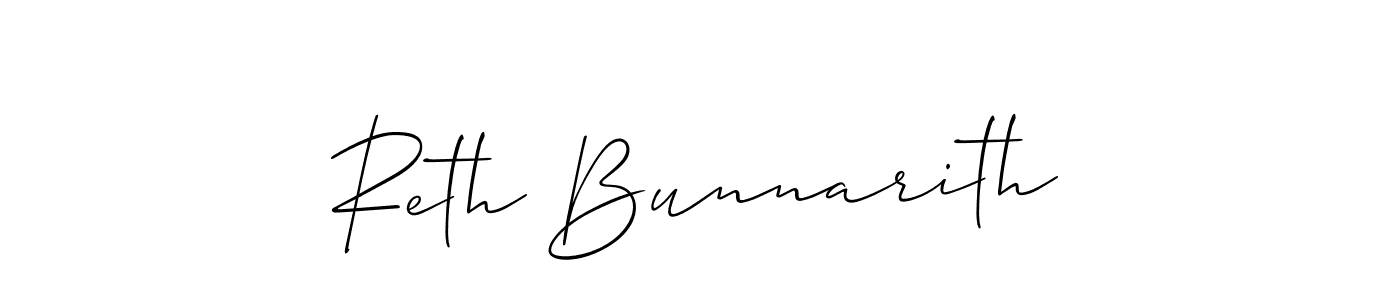 if you are searching for the best signature style for your name Reth Bunnarith. so please give up your signature search. here we have designed multiple signature styles  using Allison_Script. Reth Bunnarith signature style 2 images and pictures png