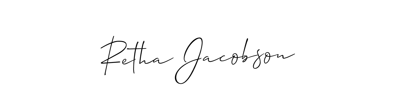 You can use this online signature creator to create a handwritten signature for the name Retha Jacobson. This is the best online autograph maker. Retha Jacobson signature style 2 images and pictures png