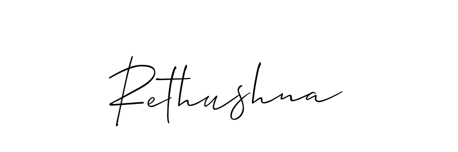 Design your own signature with our free online signature maker. With this signature software, you can create a handwritten (Allison_Script) signature for name Rethushna. Rethushna signature style 2 images and pictures png