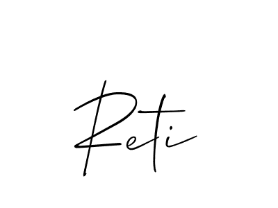 Make a beautiful signature design for name Reti. With this signature (Allison_Script) style, you can create a handwritten signature for free. Reti signature style 2 images and pictures png