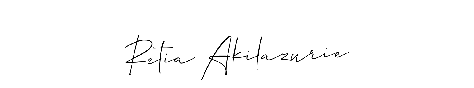 You should practise on your own different ways (Allison_Script) to write your name (Retia Akilazurie) in signature. don't let someone else do it for you. Retia Akilazurie signature style 2 images and pictures png