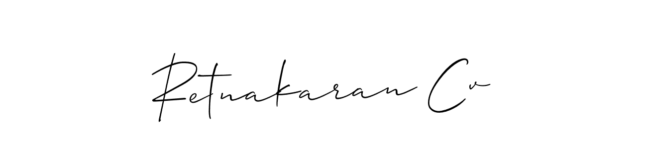 Use a signature maker to create a handwritten signature online. With this signature software, you can design (Allison_Script) your own signature for name Retnakaran Cv. Retnakaran Cv signature style 2 images and pictures png