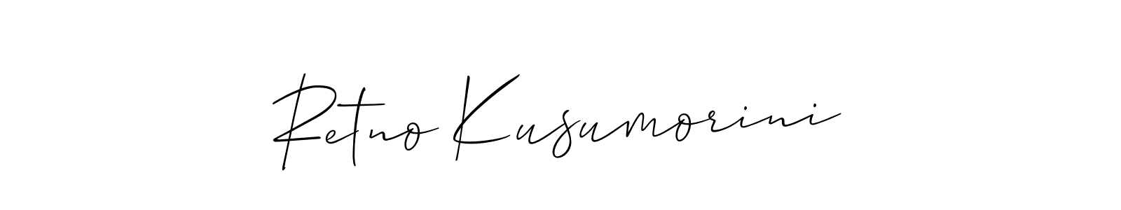 if you are searching for the best signature style for your name Retno Kusumorini. so please give up your signature search. here we have designed multiple signature styles  using Allison_Script. Retno Kusumorini signature style 2 images and pictures png