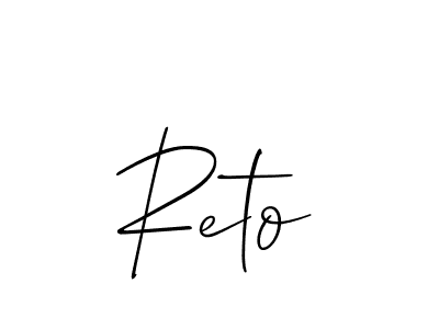 Reto stylish signature style. Best Handwritten Sign (Allison_Script) for my name. Handwritten Signature Collection Ideas for my name Reto. Reto signature style 2 images and pictures png