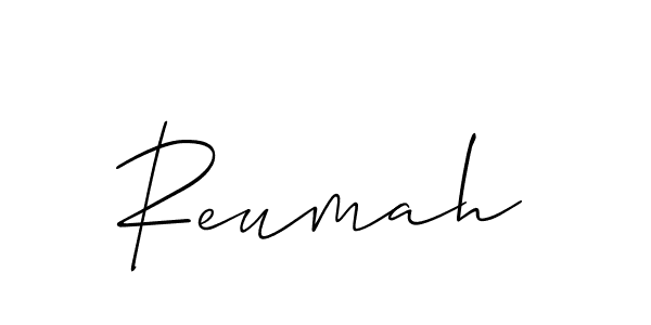 It looks lik you need a new signature style for name Reumah. Design unique handwritten (Allison_Script) signature with our free signature maker in just a few clicks. Reumah signature style 2 images and pictures png