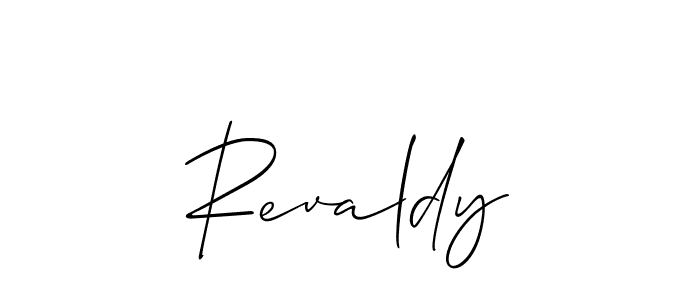 How to make Revaldy name signature. Use Allison_Script style for creating short signs online. This is the latest handwritten sign. Revaldy signature style 2 images and pictures png