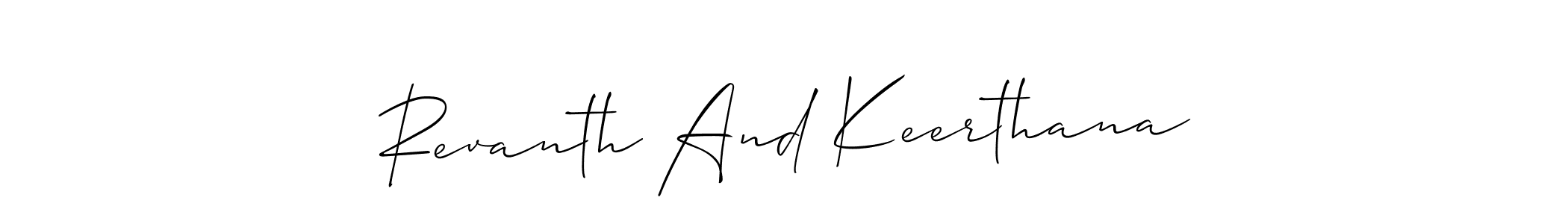 It looks lik you need a new signature style for name Revanth And Keerthana. Design unique handwritten (Allison_Script) signature with our free signature maker in just a few clicks. Revanth And Keerthana signature style 2 images and pictures png
