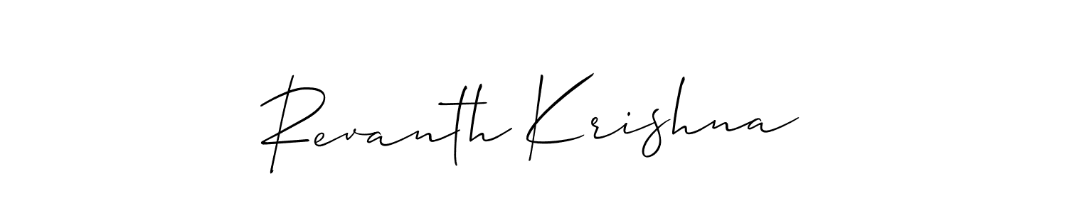 You should practise on your own different ways (Allison_Script) to write your name (Revanth Krishna) in signature. don't let someone else do it for you. Revanth Krishna signature style 2 images and pictures png