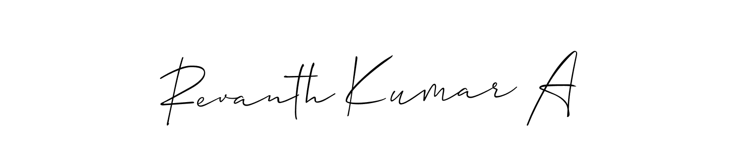 This is the best signature style for the Revanth Kumar A name. Also you like these signature font (Allison_Script). Mix name signature. Revanth Kumar A signature style 2 images and pictures png