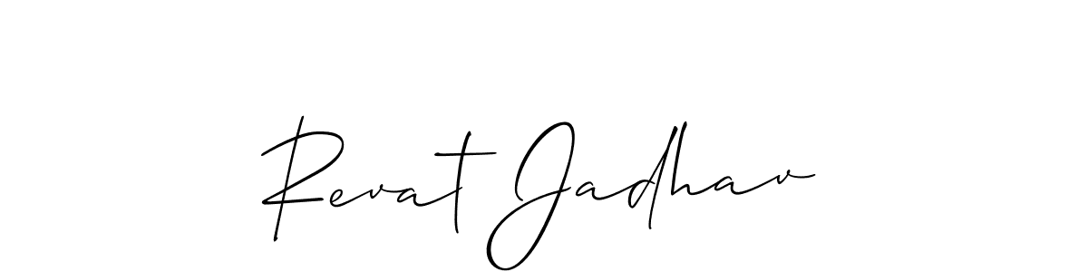 Similarly Allison_Script is the best handwritten signature design. Signature creator online .You can use it as an online autograph creator for name Revat Jadhav. Revat Jadhav signature style 2 images and pictures png