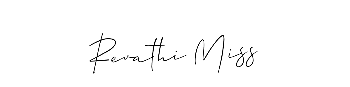 Use a signature maker to create a handwritten signature online. With this signature software, you can design (Allison_Script) your own signature for name Revathi Miss. Revathi Miss signature style 2 images and pictures png