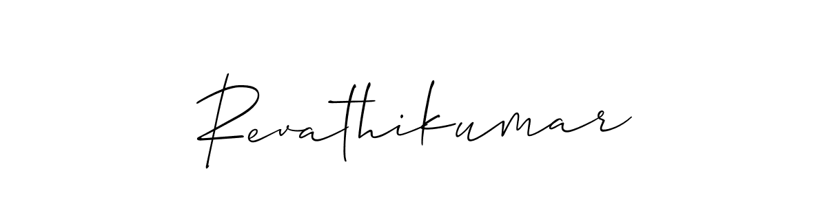 How to make Revathikumar name signature. Use Allison_Script style for creating short signs online. This is the latest handwritten sign. Revathikumar signature style 2 images and pictures png
