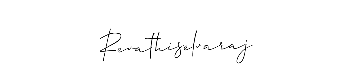 Use a signature maker to create a handwritten signature online. With this signature software, you can design (Allison_Script) your own signature for name Revathiselvaraj. Revathiselvaraj signature style 2 images and pictures png