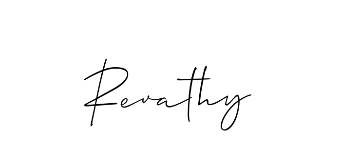 Create a beautiful signature design for name Revathy. With this signature (Allison_Script) fonts, you can make a handwritten signature for free. Revathy signature style 2 images and pictures png