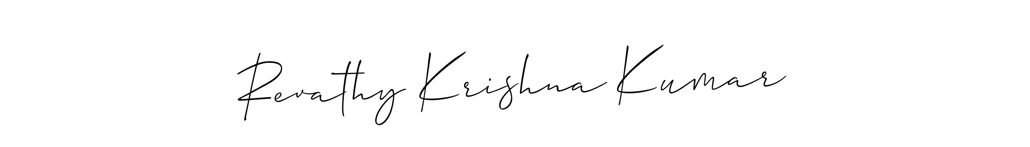 Make a beautiful signature design for name Revathy Krishna Kumar. With this signature (Allison_Script) style, you can create a handwritten signature for free. Revathy Krishna Kumar signature style 2 images and pictures png