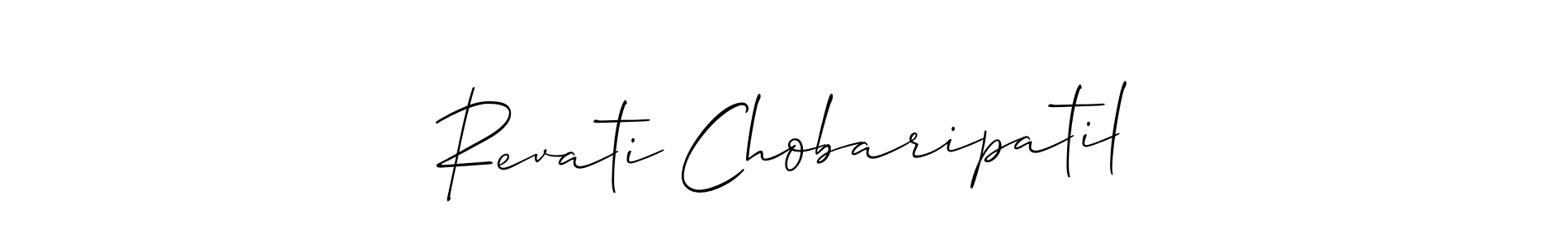 Allison_Script is a professional signature style that is perfect for those who want to add a touch of class to their signature. It is also a great choice for those who want to make their signature more unique. Get Revati Chobaripatil name to fancy signature for free. Revati Chobaripatil signature style 2 images and pictures png