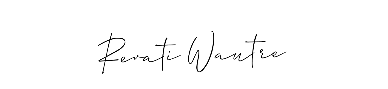 How to make Revati Wautre signature? Allison_Script is a professional autograph style. Create handwritten signature for Revati Wautre name. Revati Wautre signature style 2 images and pictures png