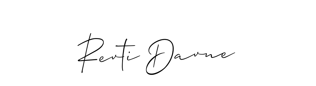 You should practise on your own different ways (Allison_Script) to write your name (Revti Davne) in signature. don't let someone else do it for you. Revti Davne signature style 2 images and pictures png