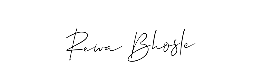 Allison_Script is a professional signature style that is perfect for those who want to add a touch of class to their signature. It is also a great choice for those who want to make their signature more unique. Get Rewa Bhosle name to fancy signature for free. Rewa Bhosle signature style 2 images and pictures png
