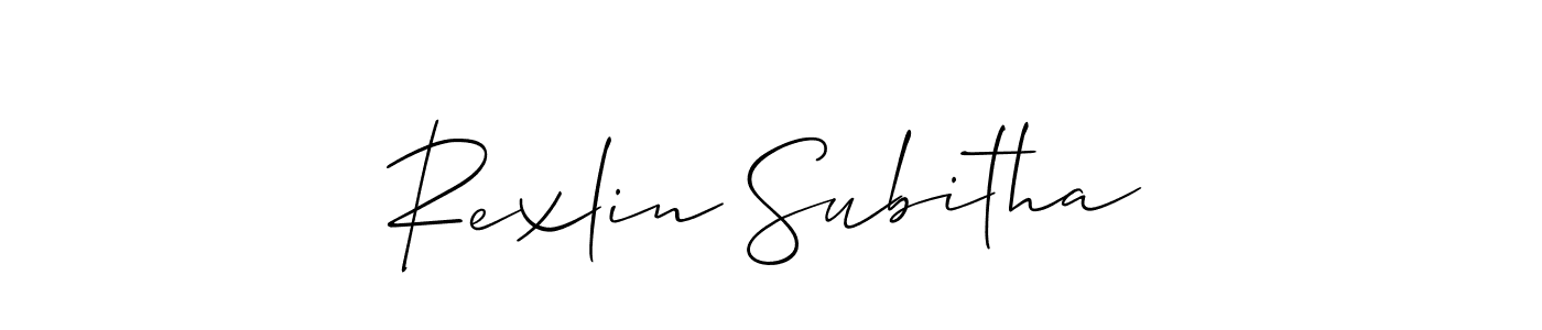 See photos of Rexlin Subitha official signature by Spectra . Check more albums & portfolios. Read reviews & check more about Allison_Script font. Rexlin Subitha signature style 2 images and pictures png