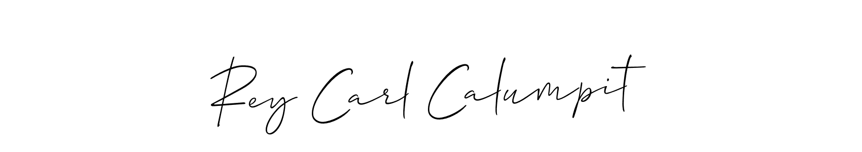 if you are searching for the best signature style for your name Rey Carl Calumpit. so please give up your signature search. here we have designed multiple signature styles  using Allison_Script. Rey Carl Calumpit signature style 2 images and pictures png