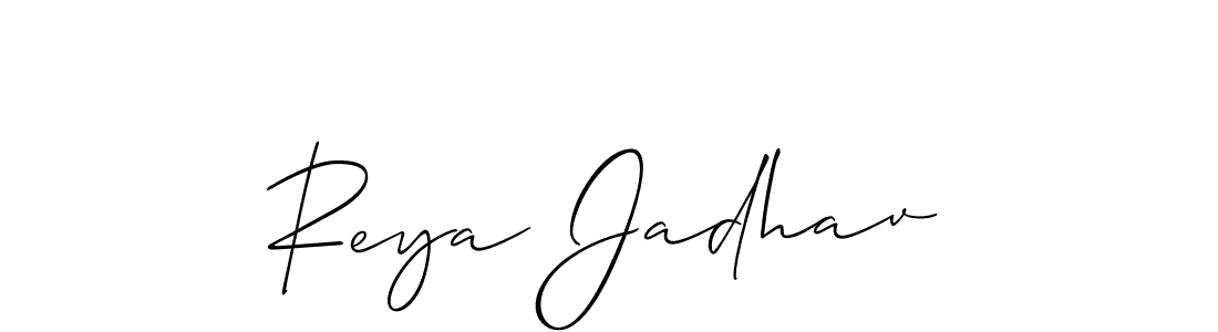 Similarly Allison_Script is the best handwritten signature design. Signature creator online .You can use it as an online autograph creator for name Reya Jadhav. Reya Jadhav signature style 2 images and pictures png