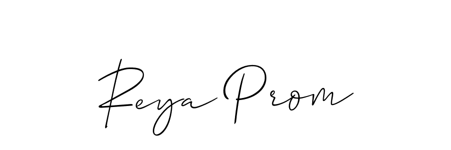 The best way (Allison_Script) to make a short signature is to pick only two or three words in your name. The name Reya Prom include a total of six letters. For converting this name. Reya Prom signature style 2 images and pictures png