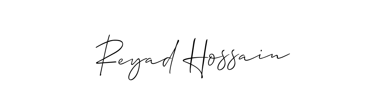 if you are searching for the best signature style for your name Reyad Hossain. so please give up your signature search. here we have designed multiple signature styles  using Allison_Script. Reyad Hossain signature style 2 images and pictures png