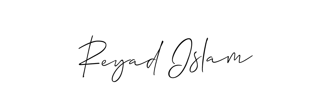 Create a beautiful signature design for name Reyad Islam. With this signature (Allison_Script) fonts, you can make a handwritten signature for free. Reyad Islam signature style 2 images and pictures png