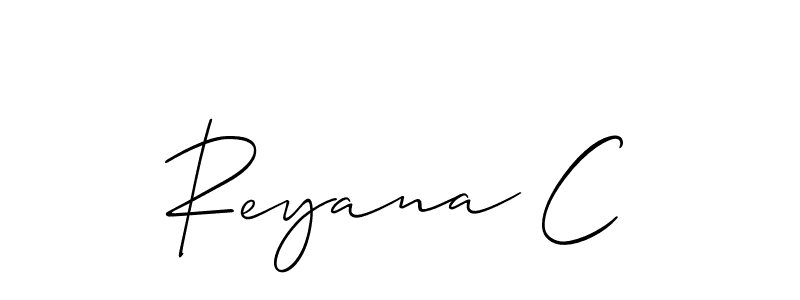 Allison_Script is a professional signature style that is perfect for those who want to add a touch of class to their signature. It is also a great choice for those who want to make their signature more unique. Get Reyana C name to fancy signature for free. Reyana C signature style 2 images and pictures png