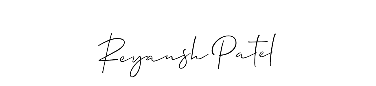 Create a beautiful signature design for name Reyansh Patel. With this signature (Allison_Script) fonts, you can make a handwritten signature for free. Reyansh Patel signature style 2 images and pictures png