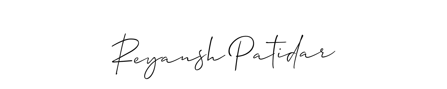 You should practise on your own different ways (Allison_Script) to write your name (Reyansh Patidar) in signature. don't let someone else do it for you. Reyansh Patidar signature style 2 images and pictures png