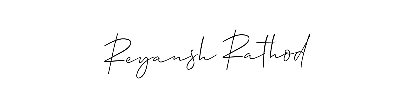 Make a beautiful signature design for name Reyansh Rathod. With this signature (Allison_Script) style, you can create a handwritten signature for free. Reyansh Rathod signature style 2 images and pictures png