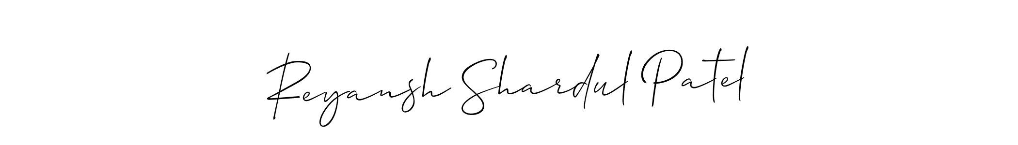 The best way (Allison_Script) to make a short signature is to pick only two or three words in your name. The name Reyansh Shardul Patel include a total of six letters. For converting this name. Reyansh Shardul Patel signature style 2 images and pictures png