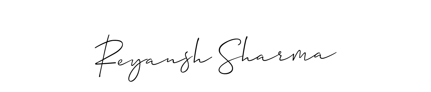 Create a beautiful signature design for name Reyansh Sharma. With this signature (Allison_Script) fonts, you can make a handwritten signature for free. Reyansh Sharma signature style 2 images and pictures png