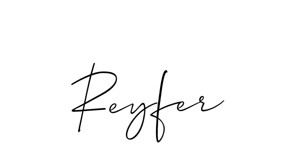 The best way (Allison_Script) to make a short signature is to pick only two or three words in your name. The name Reyfer include a total of six letters. For converting this name. Reyfer signature style 2 images and pictures png