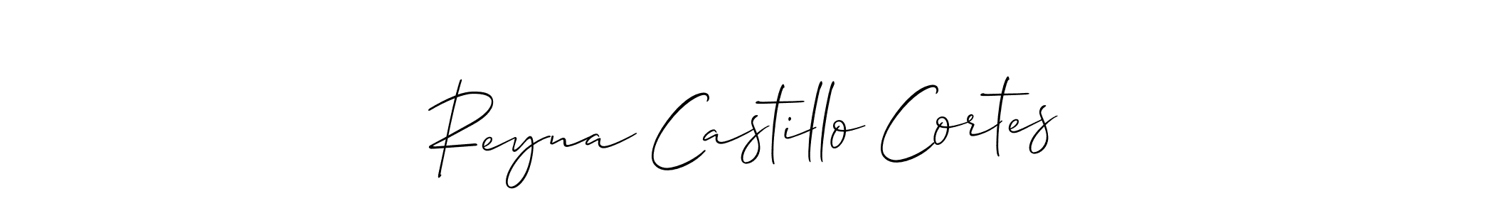 Reyna Castillo Cortes stylish signature style. Best Handwritten Sign (Allison_Script) for my name. Handwritten Signature Collection Ideas for my name Reyna Castillo Cortes. Reyna Castillo Cortes signature style 2 images and pictures png