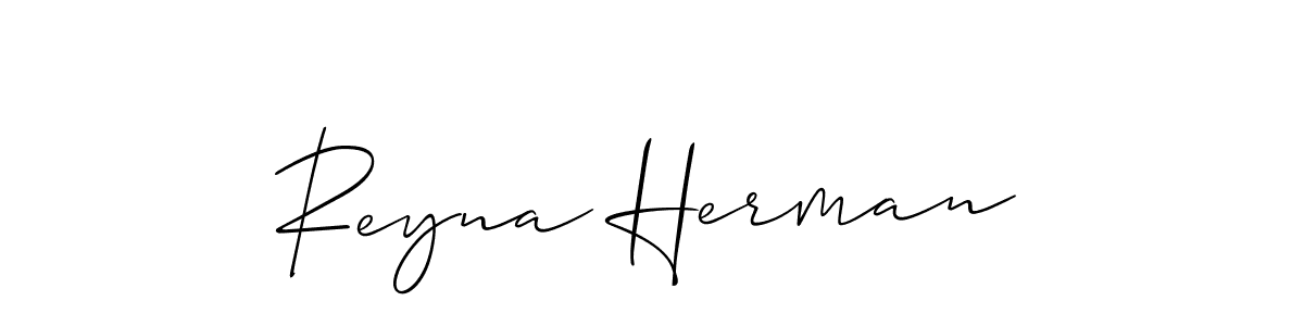 You should practise on your own different ways (Allison_Script) to write your name (Reyna Herman) in signature. don't let someone else do it for you. Reyna Herman signature style 2 images and pictures png