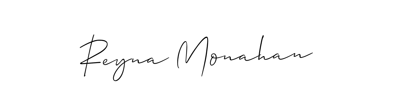 Use a signature maker to create a handwritten signature online. With this signature software, you can design (Allison_Script) your own signature for name Reyna Monahan. Reyna Monahan signature style 2 images and pictures png