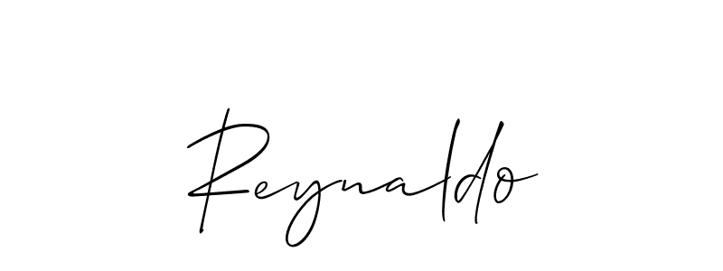 Make a beautiful signature design for name Reynaldo. With this signature (Allison_Script) style, you can create a handwritten signature for free. Reynaldo signature style 2 images and pictures png