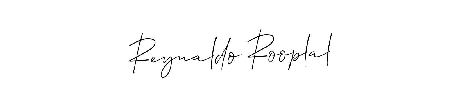 How to make Reynaldo Rooplal signature? Allison_Script is a professional autograph style. Create handwritten signature for Reynaldo Rooplal name. Reynaldo Rooplal signature style 2 images and pictures png