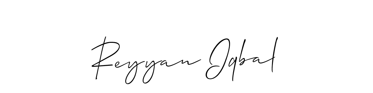 You should practise on your own different ways (Allison_Script) to write your name (Reyyan Iqbal) in signature. don't let someone else do it for you. Reyyan Iqbal signature style 2 images and pictures png