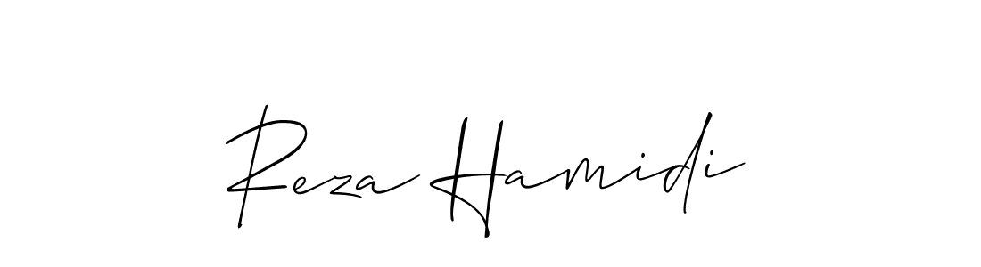 if you are searching for the best signature style for your name Reza Hamidi. so please give up your signature search. here we have designed multiple signature styles  using Allison_Script. Reza Hamidi signature style 2 images and pictures png