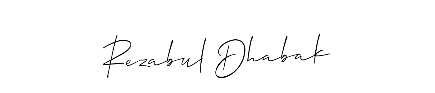 The best way (Allison_Script) to make a short signature is to pick only two or three words in your name. The name Rezabul Dhabak include a total of six letters. For converting this name. Rezabul Dhabak signature style 2 images and pictures png