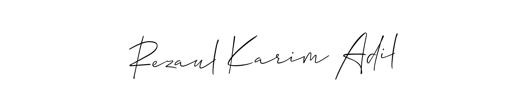 This is the best signature style for the Rezaul Karim Adil name. Also you like these signature font (Allison_Script). Mix name signature. Rezaul Karim Adil signature style 2 images and pictures png