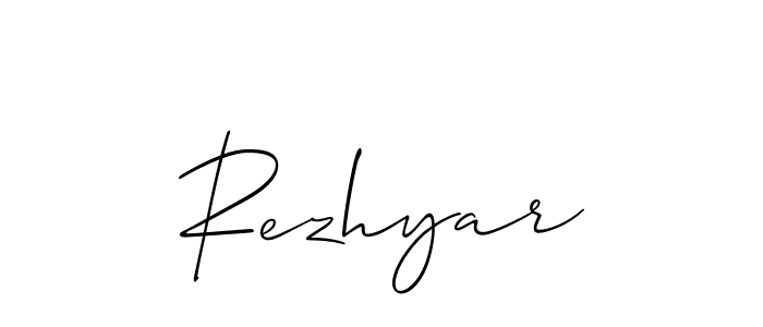 How to make Rezhyar signature? Allison_Script is a professional autograph style. Create handwritten signature for Rezhyar name. Rezhyar signature style 2 images and pictures png